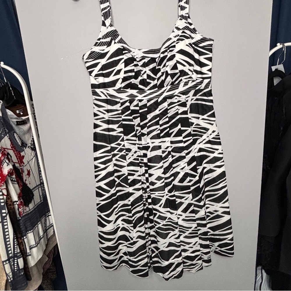 Calvin Klein Black and White Patterned Dress